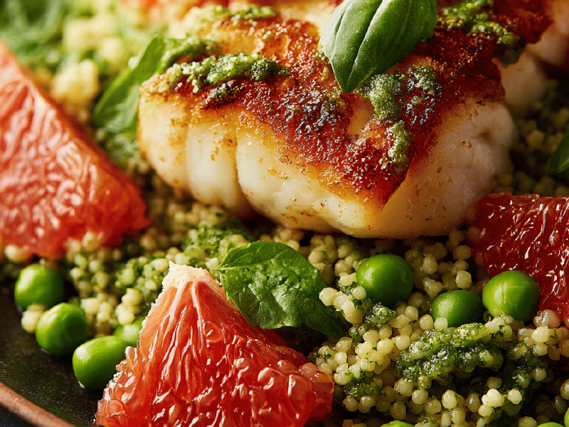 Bacalhau com Couscous e Pesto