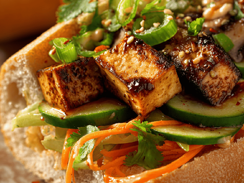 Bánh mì tofu e cogumelos