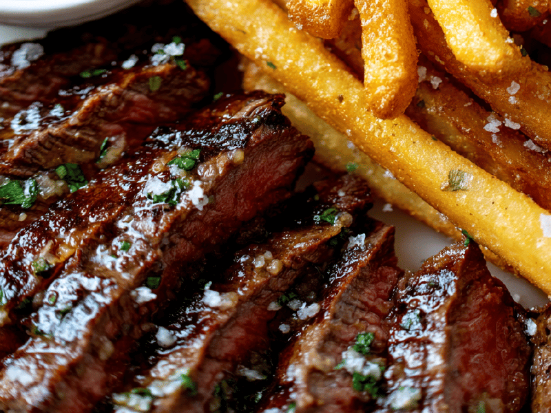 Bavette com Cebola e Fritas Crocantes