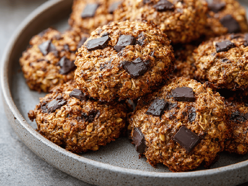 Biscoitos Matinais Banana Cacau Aveia