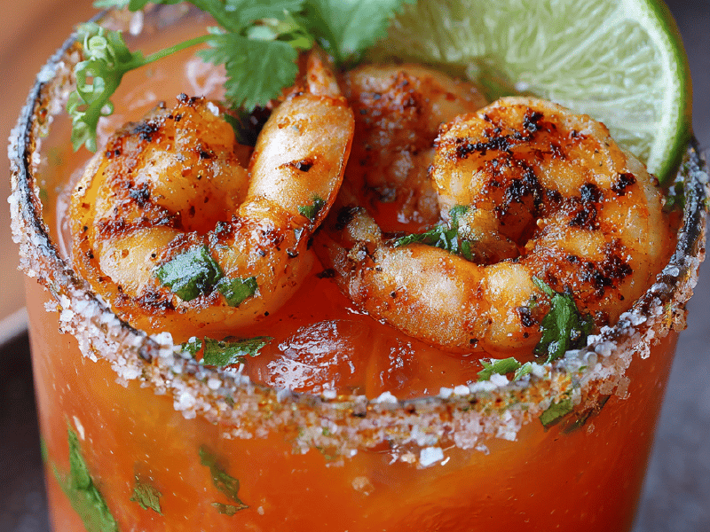 Bloody Caesar com limão e coentro