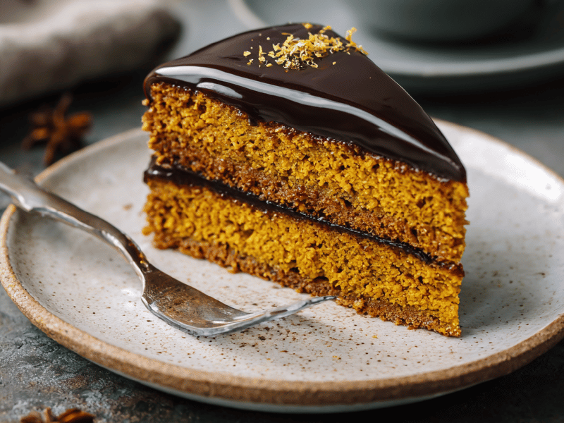 Bolo de Abóbora com Ganache de Chocolate