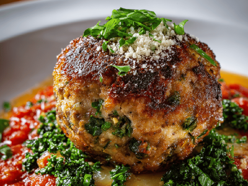 Boulettes gigantes com carne e brócolis
