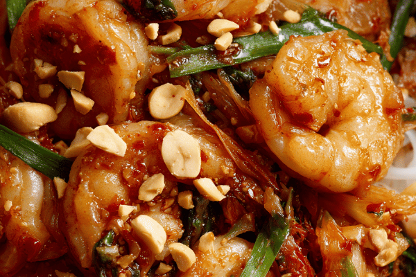Camarão ao kimchi picante
