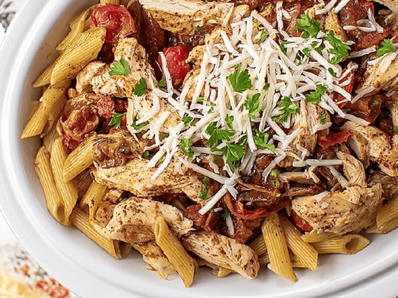 Frango com macarrão balsâmico