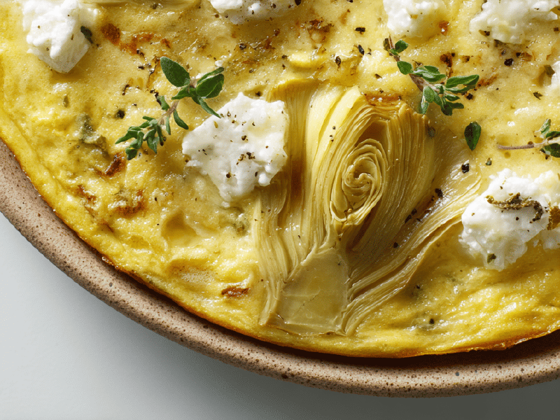 Frittata de Alcachofra com Manjericão
