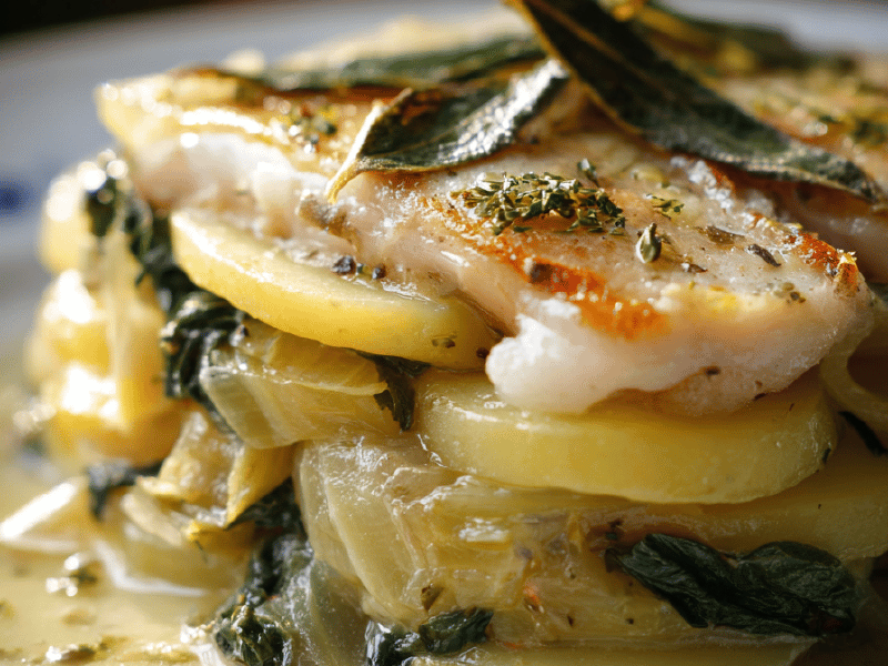 Gratin de linguado e batata