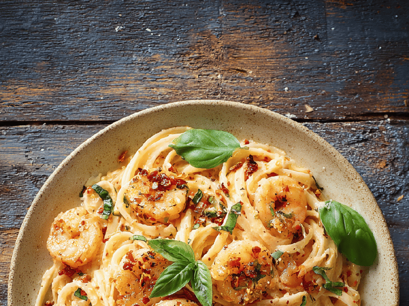 Linguine Cajun com Camarão