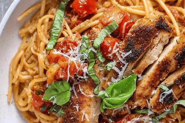 Macarrão Bruschetta com Frango