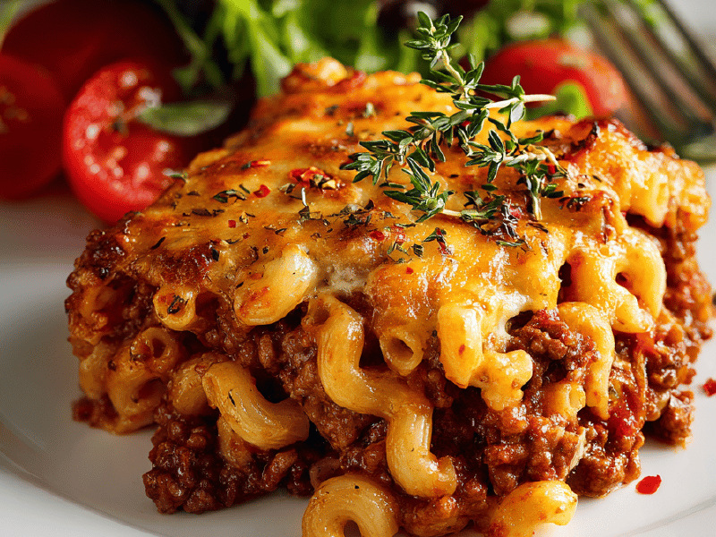 Macarrão Gratinado com Carne e Queijo