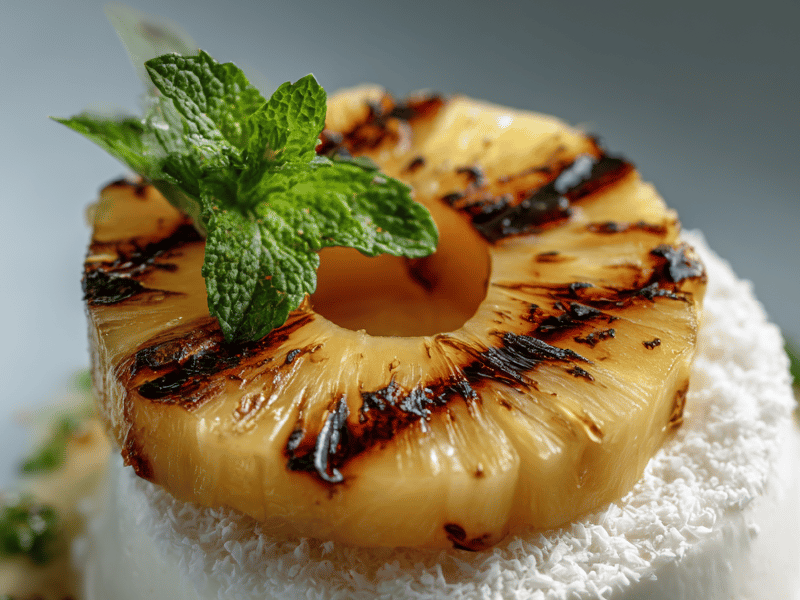 Panna cotta coco rum com toque tropical
