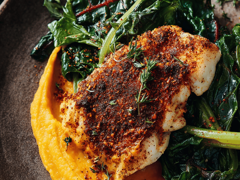 Peixe Assado com Purê de Cenoura