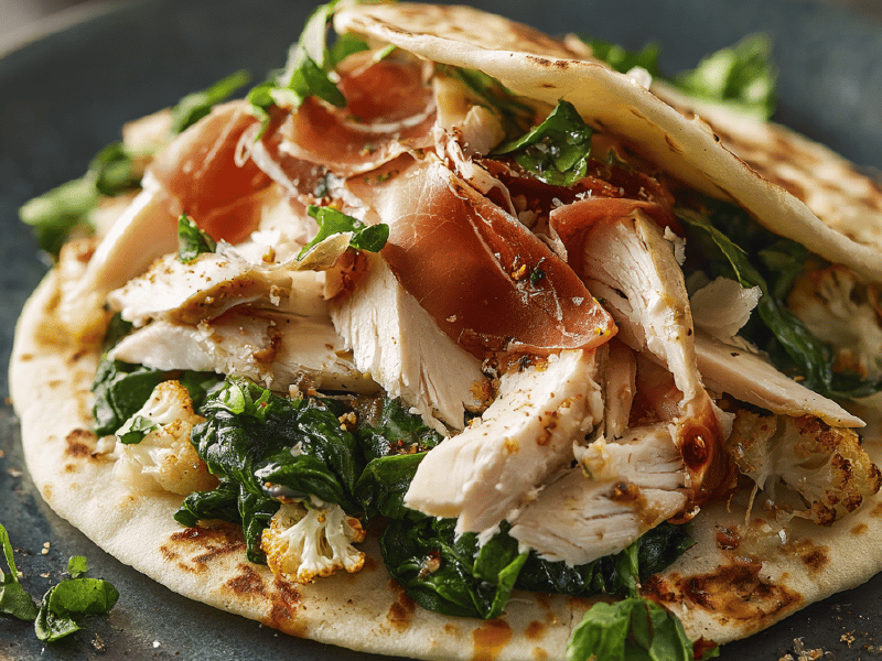 Piadina de Frango com Presunto e Pickles