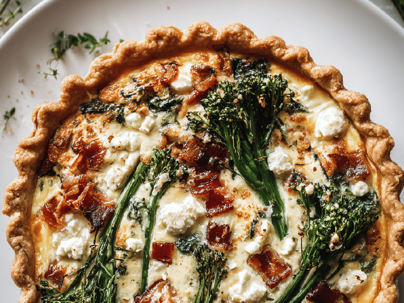 Quiche de Brócolis com Bacon e Parmesão