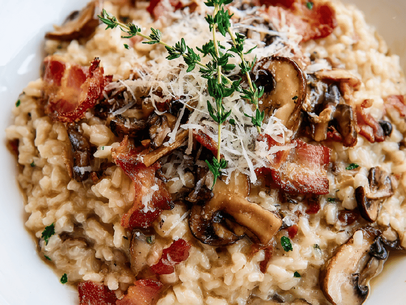 Risoto de Cogumelos com Bacon
