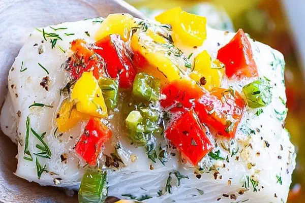 Robalo Assado com Legumes Coloridos