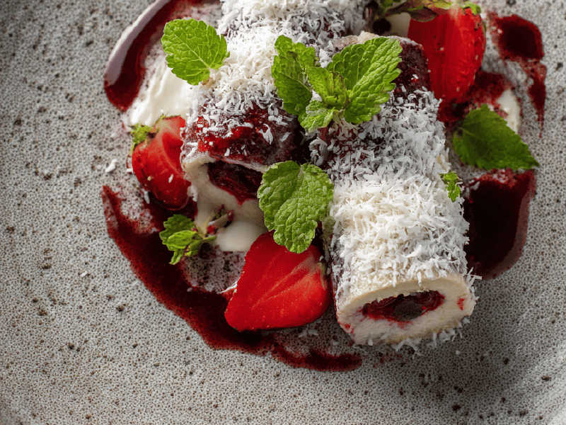 Rocamboles de Berry com Coco