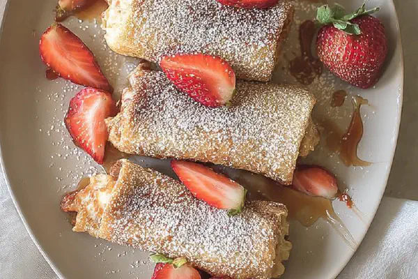 Rolinhos de French Toast Morango