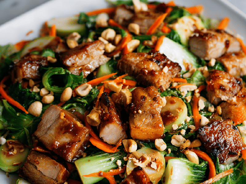 Salada de Bok Choy e Filé de Porco
