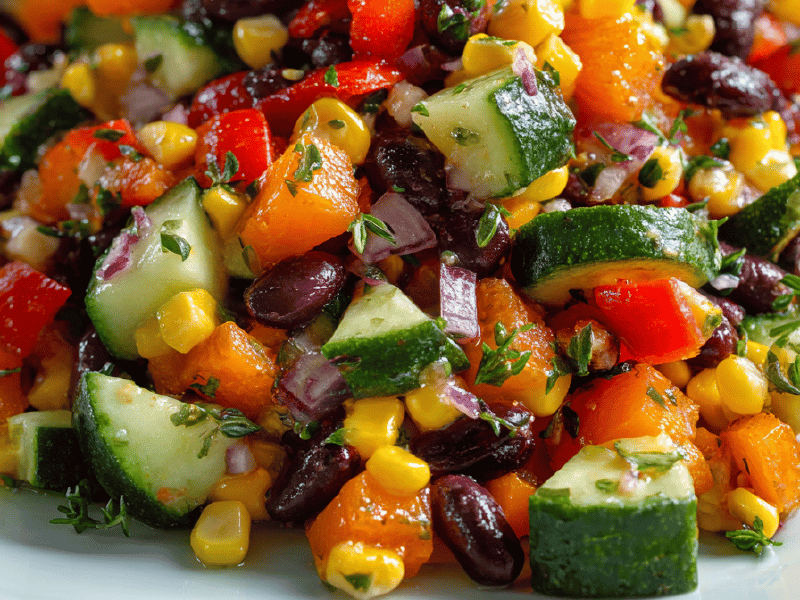 Salada colorida de milho e feijão