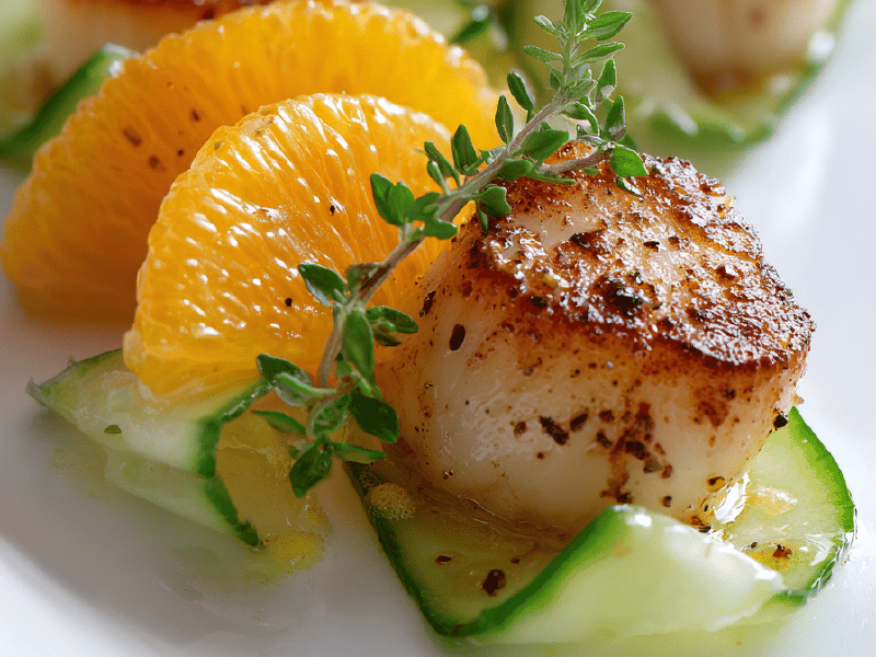 Salada de vieiras e laranja