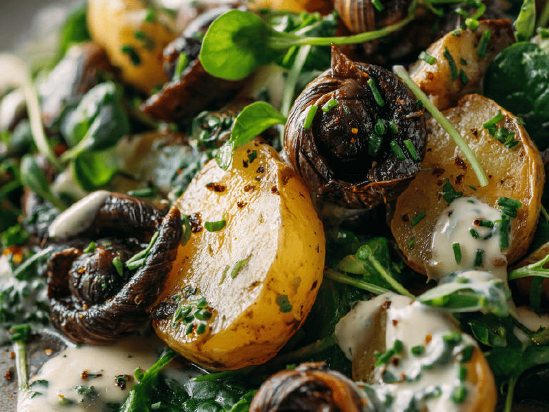 Salada morna batata e caracol