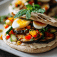 Naan com legumes na brasa