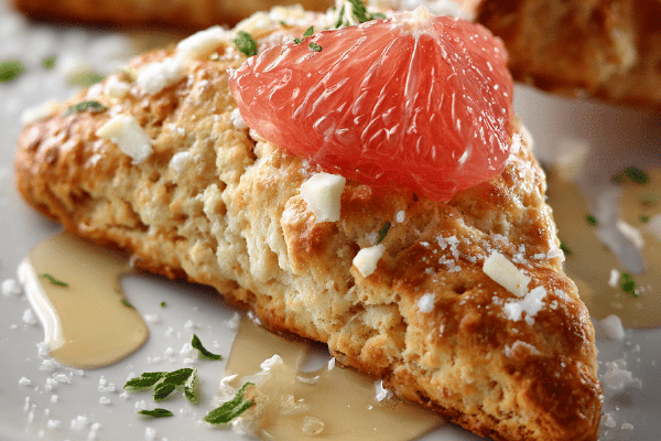 Scones de chocolate branco e grapefruit