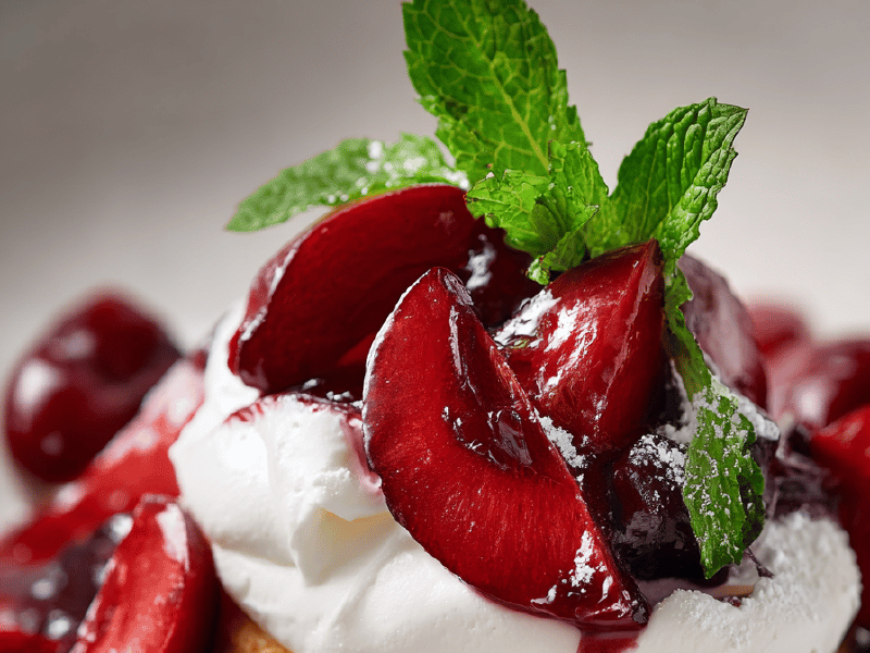 Shortcake de ameixa e cereja