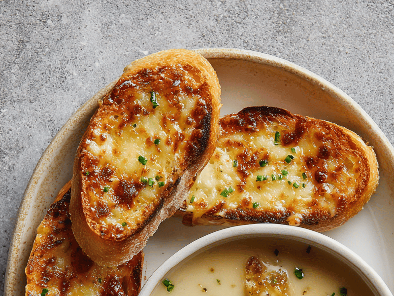 Sopa Cremosa de Cebola com Croûton de Queijo