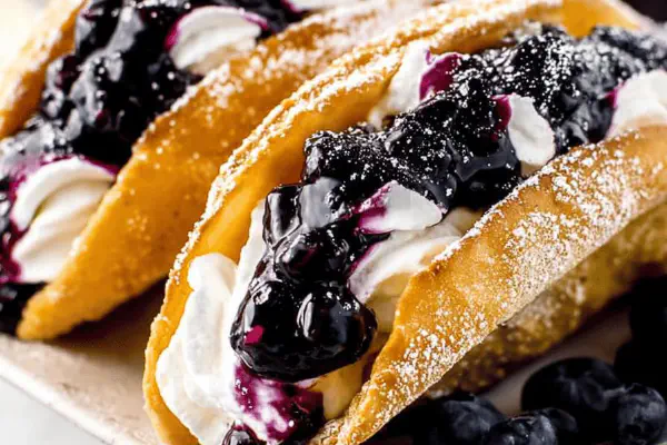 Tacos de Cheesecake com Mirtilo