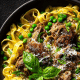 Pappardelle com carne e abóbora
