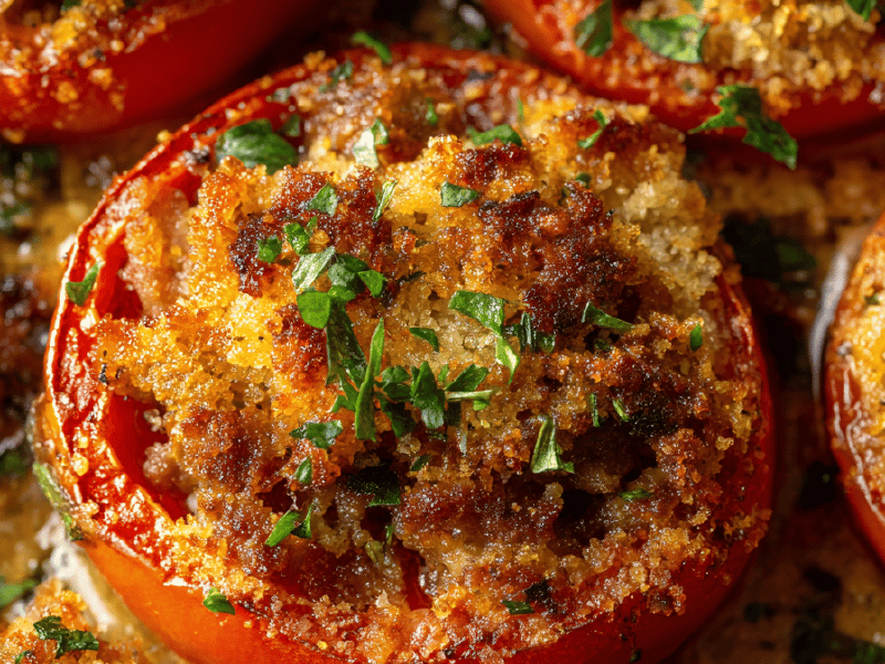 Tomates recheados com linguiça