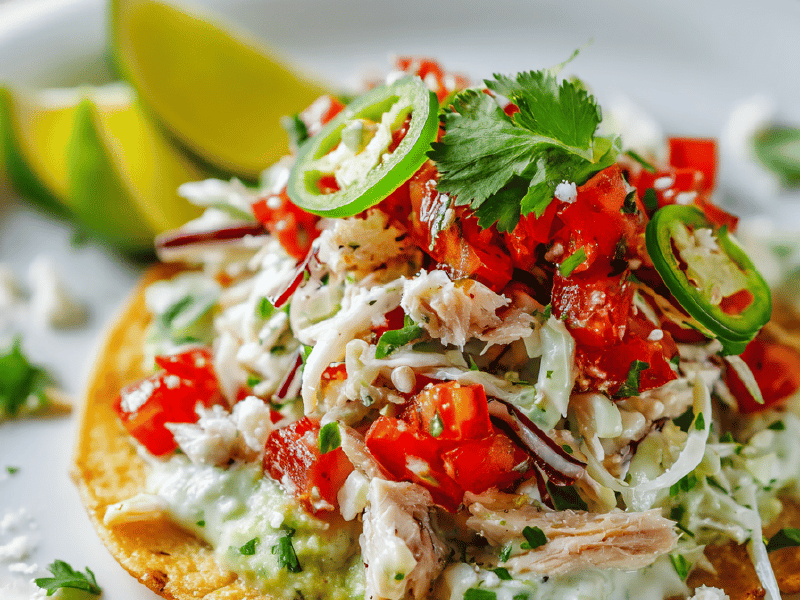 Tostadas de atum com abacate