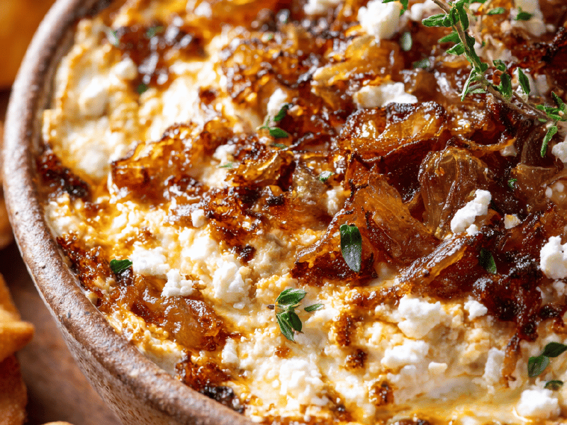 Trempette quente cebolas caramelizadas